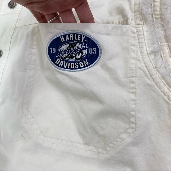 Harley-Davidson dirt Track Team White button down sleeveless Vest size XL - Picture 6 of 16